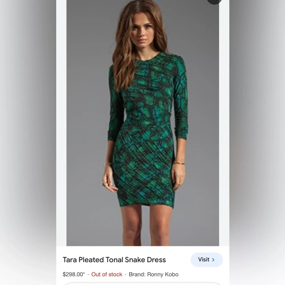 Torn by Ronny Kobo Green Snake Print Dress Size M - Picture 4 of 6